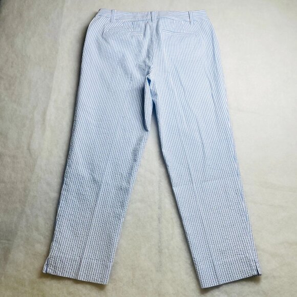 Talbots Womens Blue Striped Seersucker Stretch Perfect Crop Pants Size 10 - Picture 2 of 9